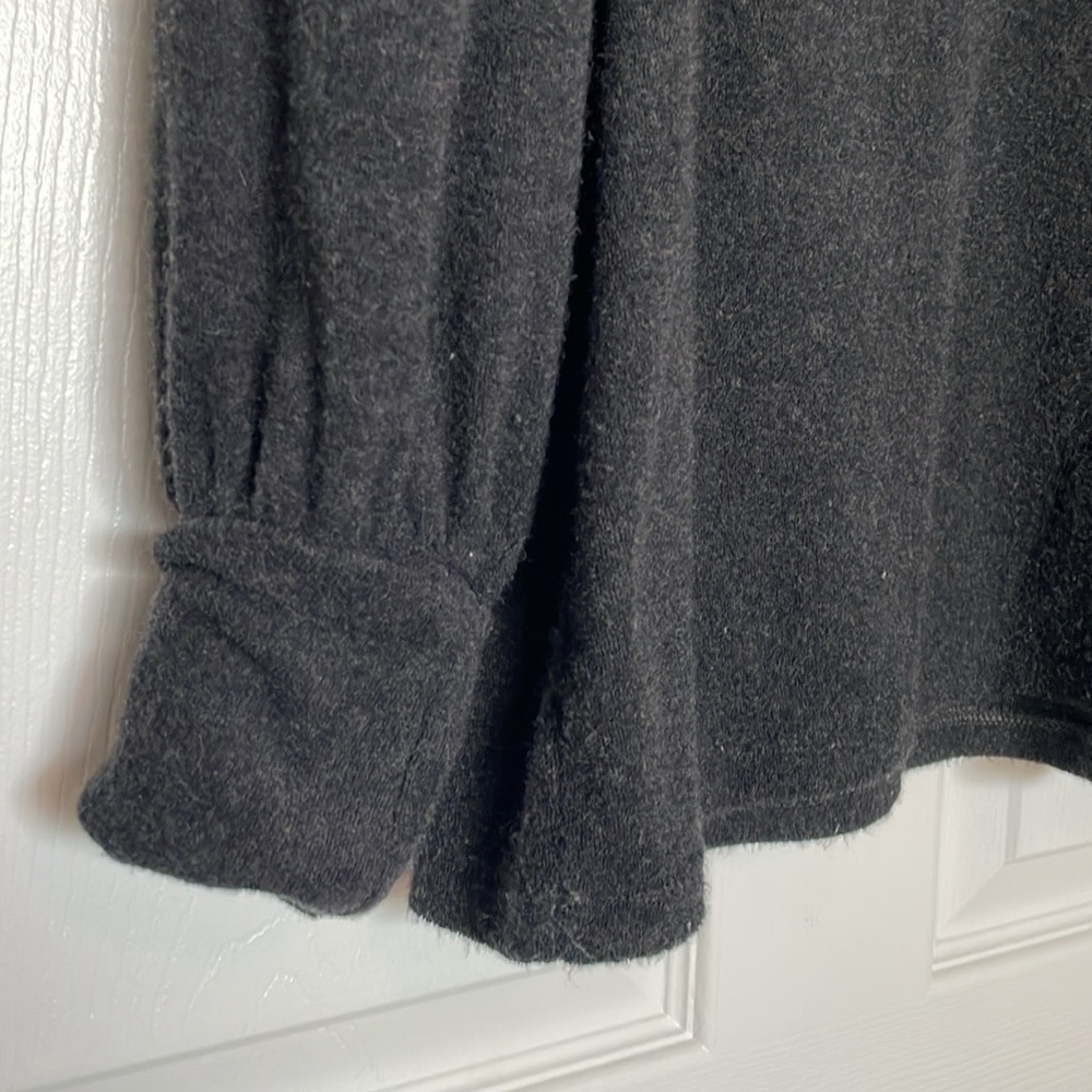 Madewell Sweater Brushed Small Pullover Charcoal Gray Puffy Long Cuffs - Picture 5 of 12